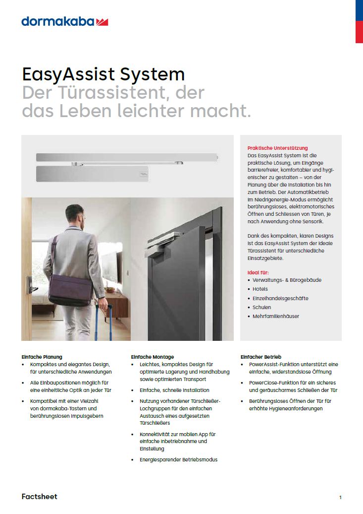 Factsheet dormakaba EasyAssist System (German)